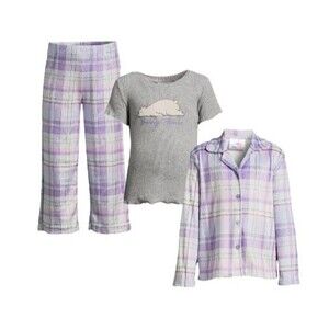 Girl's 6-6x Pajama Set 3 piece pants with short and long sleeve tops
